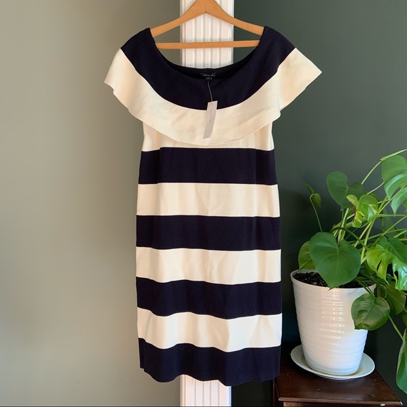 Ann Taylor Off Shoulder Nautical Striped sweater dress - Picture 2 of 8